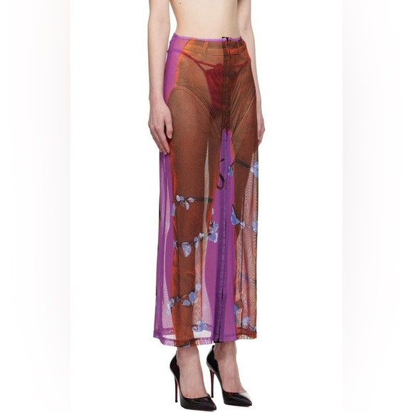 Y/Project x Jean Paul Gaultier Edition Trompe L’Oeil Sheer Maxi Skirt IT38/Small - Picture 3 of 7